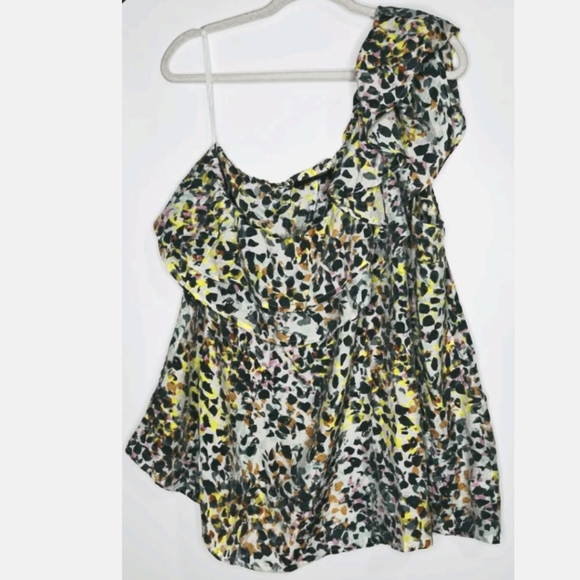 Lane Bryant Classic One Shoulder Ruffle Front Top Floral 16 Summer Celebration - Picture 3 of 6